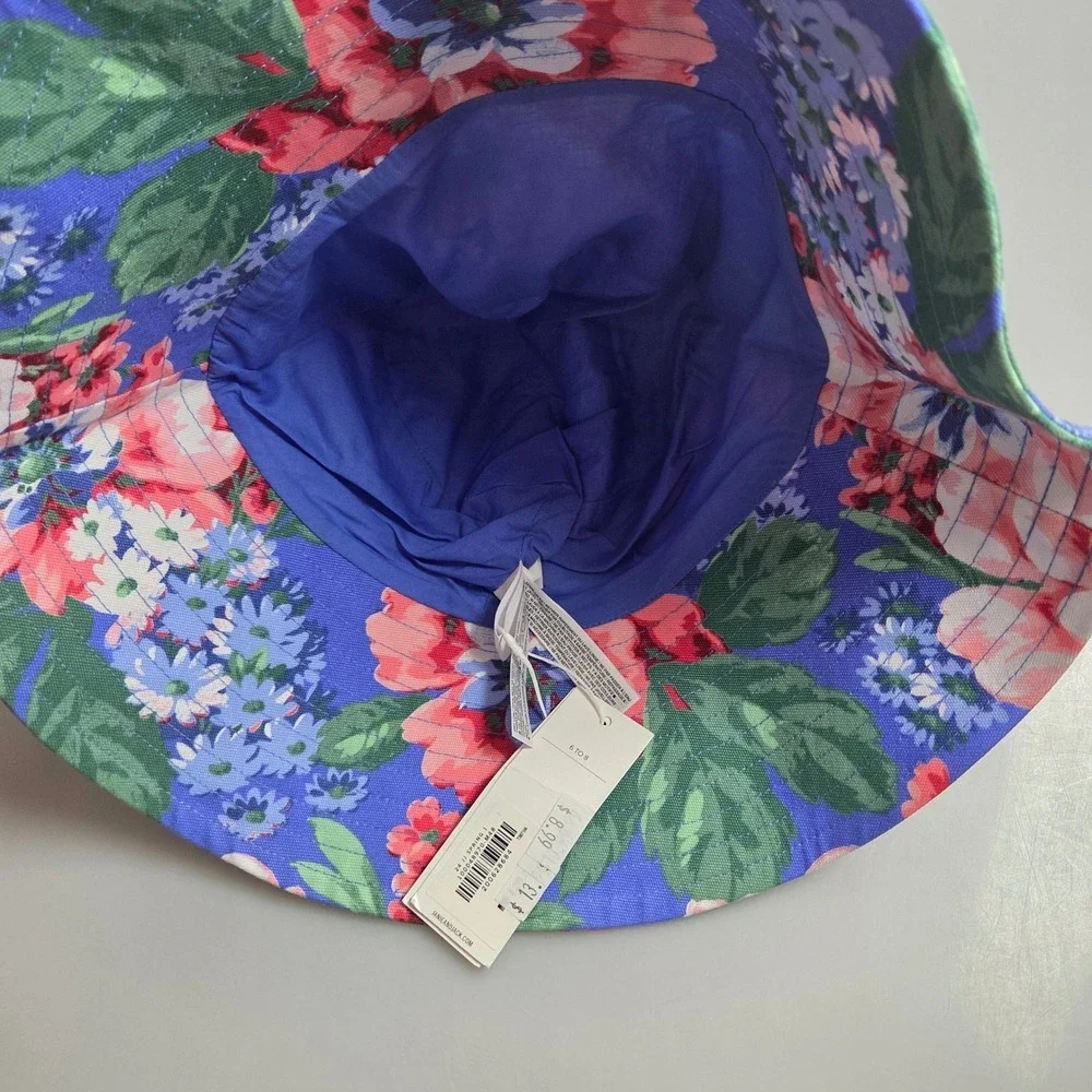 Janie‎ and Jack Girls Blue Floral Bucket Sun Hat Size 6-8